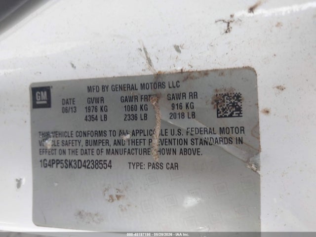 Продаж на аукціоні авто 2013 Buick Verano, vin: 1G4PP5SK3D4238554, номер лоту: 45197198