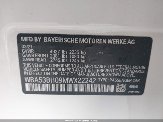 BMW 530I 2021 WBA53BH09MWX22242 Image 9