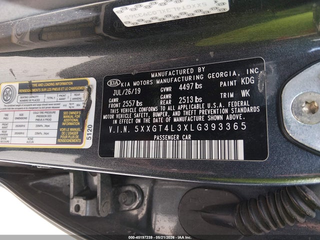 45197239 :رقم المزاد ، 5XXGT4L3XLG393365 vin ، 2020 Kia Optima Lx مزاد بيع