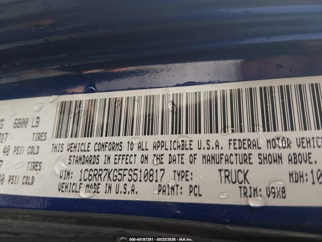 Продаж на аукціоні авто 2015 Ram 1500 Tradesman, vin: 1C6RR7KG5FS510817, номер лоту: 45197261
