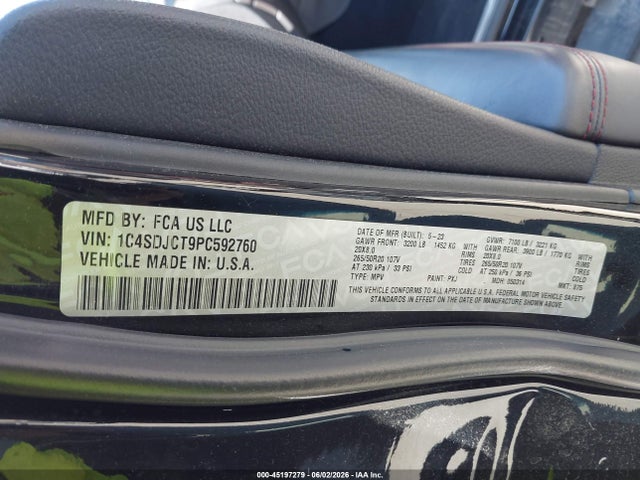 Aukcja sprzedaży 2023 Dodge Durango R/t Plus Awd, vin: 1C4SDJCT9PC592760, numer aukcji: 45197279