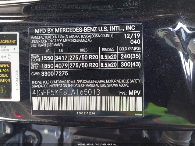 4JGFF5KE8LA165013 Mercedes-Benz Gls 450 4matic