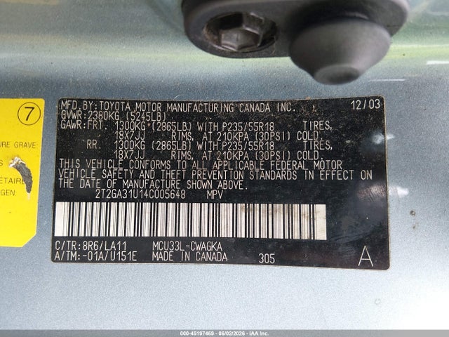 Aukcja sprzedaży 2004 Lexus Rx 330, vin: 2T2GA31U14C005648, numer aukcji: 45197469