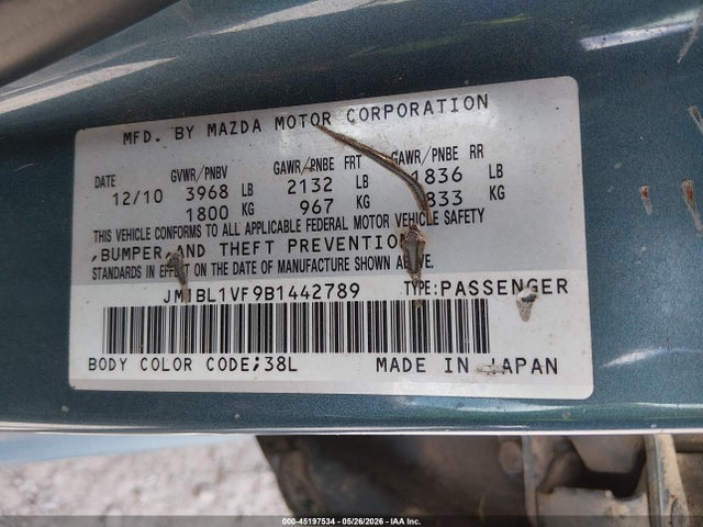 Продаж на аукціоні авто 2011 Mazda Mazda3 I Touring, vin: JM1BL1VF9B1442789, номер лоту: 45197534