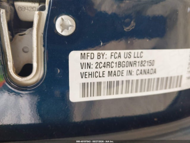 45197543 :رقم المزاد ، 2C4RC1BG0NR182150 vin ، 2022 Chrysler Pacifica Touring L مزاد بيع
