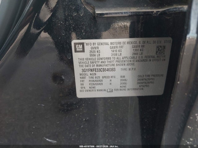 Продаж на аукціоні авто 2012 Cadillac Srx Premium Collection, vin: 3GYFNFE33CS646383, номер лоту: 45197586
