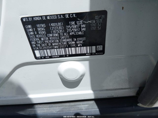 Продажа на аукционе авто 2021 Honda Hr-v 2wd Ex-l, vin: 3CZRU5H73MM720271, номер лота: 45197603