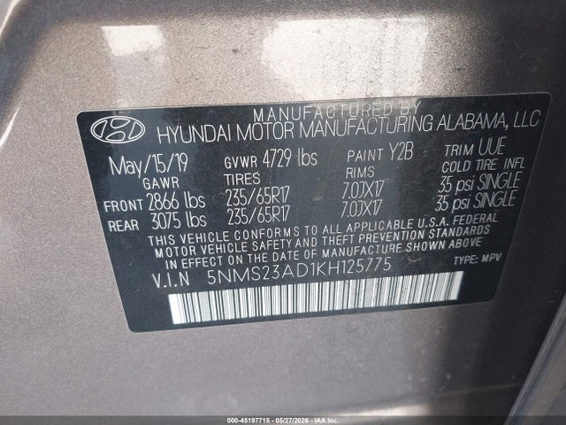 Hyundai Santa Fe Se 2019 5NMS23AD1KH125775 Image 9