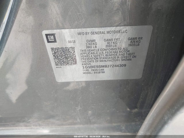 Продажа на аукционе авто 2018 Chevrolet Cruze Lt Auto, vin: 1G1BE5SM8J7244309, номер лота: 45197736