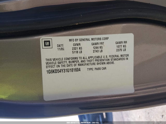 Продаж на аукціоні авто 2001 Cadillac Deville Standard W/w20, vin: 1G6KD54Y31U181604, номер лоту: 45197773
