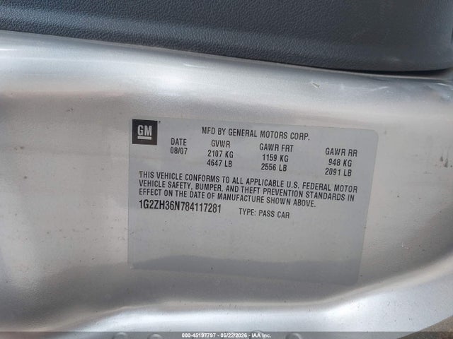 Aukcja sprzedaży 2008 Pontiac G6 Gt, vin: 1G2ZH36N784117281, numer aukcji: 45197797