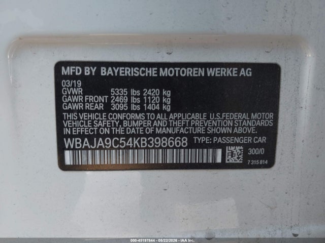 BMW 530e Iperformance 2019 WBAJA9C54KB398668 Image 9