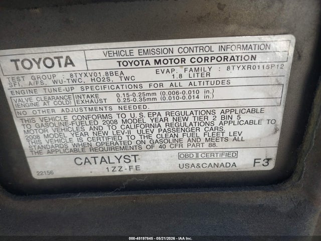 45197845 :رقم المزاد ، 1NXBR32E08Z970858 vin ، 2008 Toyota Corolla Ce مزاد بيع