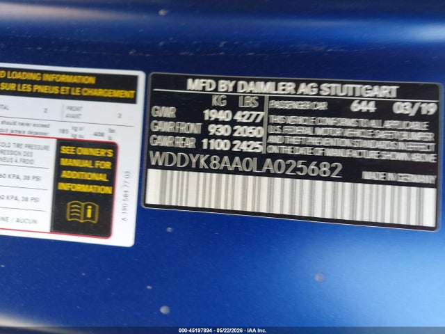 Продажа на аукционе авто 2020 Mercedes-benz Amg Gt C Roadster, vin: WDDYK8AA0LA025682, номер лота: 45197894