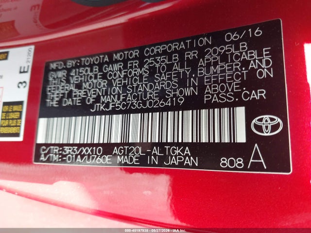 Scion Tc Release Series 10.0 2016 JTKJF5C73GJ026419 Image 9