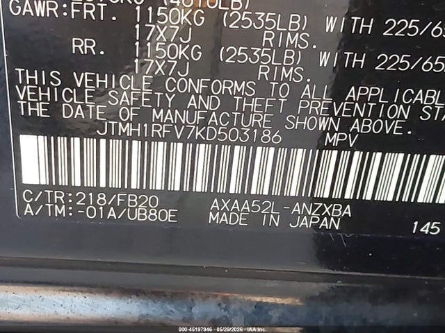Toyota RAV4 LE 2019 JTMH1RFV7KD503186 Image 9