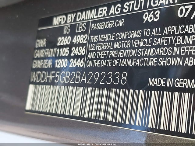 Aukcja sprzedaży 2011 Mercedes-benz E 350, vin: WDDHF5GB2BA292338, numer aukcji: 45197978