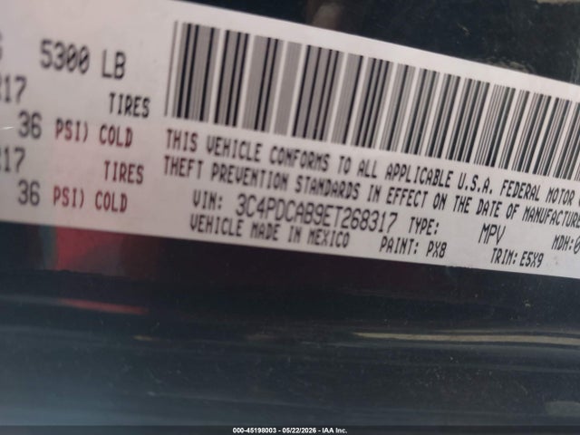 2014 Dodge Journey American Value Pkg მანქანა იყიდება აუქციონზე, vin: 3C4PDCAB9ET268317, აუქციონის ნომერი: 45198003