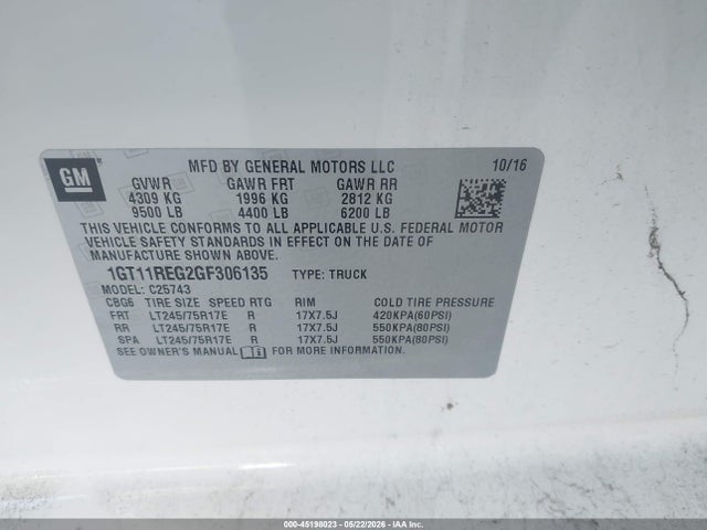 Продажа на аукционе авто 2016 Gmc Sierra 2500hd, vin: 1GT11REG2GF306135, номер лота: 45198023