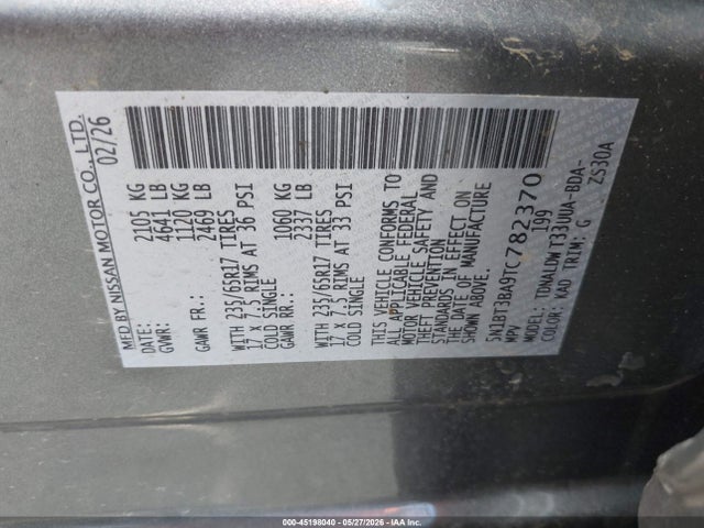 Aukcja sprzedaży 2026 Nissan Rogue Sv, vin: 5N1BT3BA9TC782370, numer aukcji: 45198040