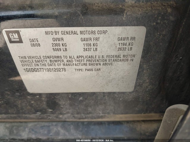 Продаж на аукціоні авто 2009 Cadillac Cts Standard, vin: 1G6DG577190129278, номер лоту: 45198050