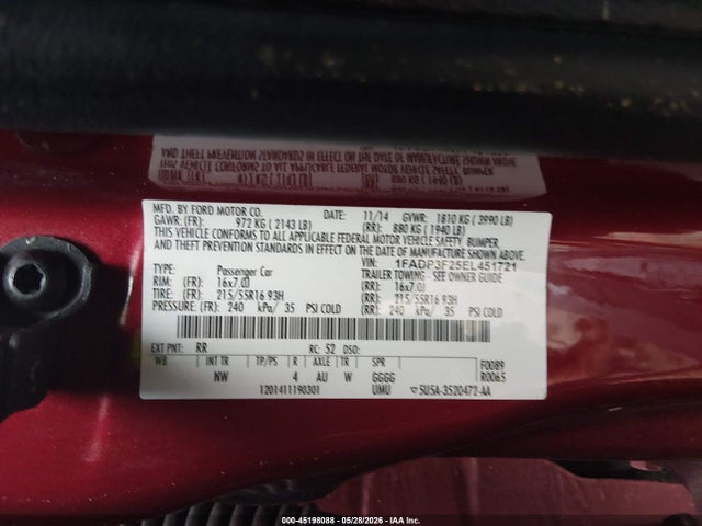 Ford FOCUS SE 2014 1FADP3F25EL451721 Image 9