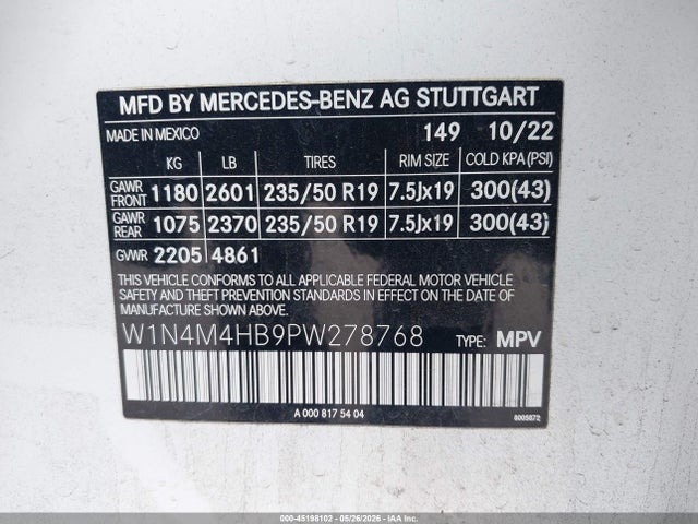 W1N4M4HB9PW278768 Mercedes-Benz Glb 250 4matic