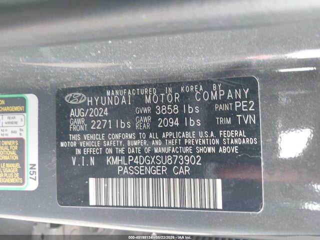 2025 Hyundai Elantra Limited მანქანა იყიდება აუქციონზე, vin: KMHLP4DGXSU873902, აუქციონის ნომერი: 45198134