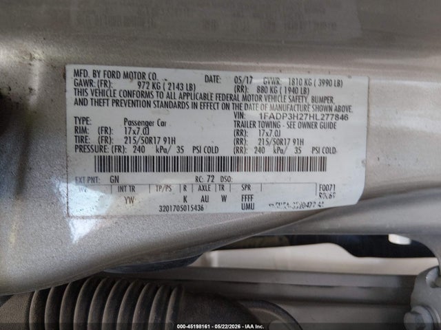 1FADP3H27HL277846 Ford FOCUS SEL