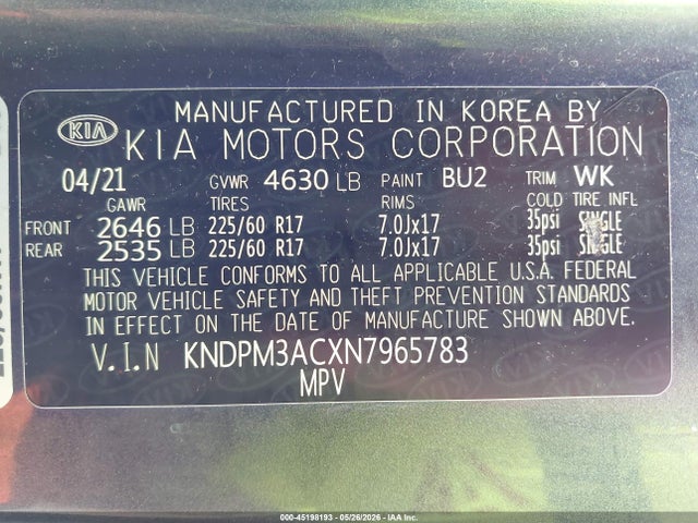 Продаж на аукціоні авто 2022 Kia Sportage Lx, vin: KNDPM3ACXN7965783, номер лоту: 45198193