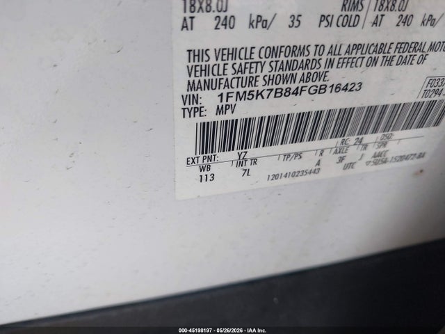 Продаж на аукціоні авто 2015 Ford Explorer, vin: 1FM5K7B84FGB16423, номер лоту: 45198197