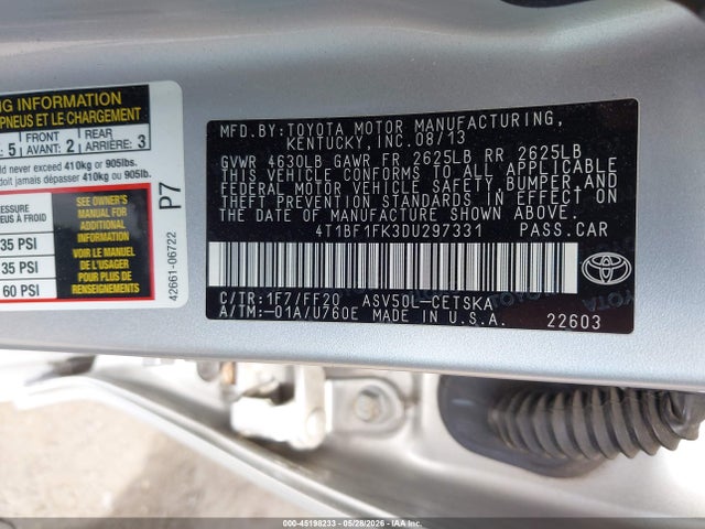 Продажа на аукционе авто 2013 Toyota Camry Se, vin: 4T1BF1FK3DU297331, номер лота: 45198233
