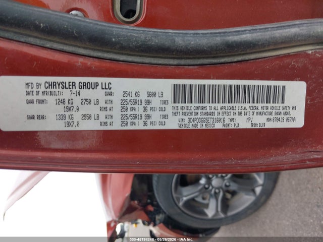 2014 Dodge Journey Crossroad მანქანა იყიდება აუქციონზე, vin: 3C4PDDGG5ET316016, აუქციონის ნომერი: 45198248