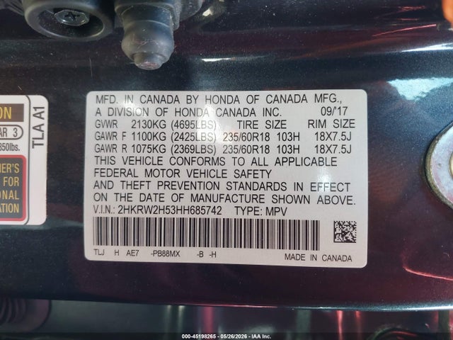 Honda CR-V EX 2017 2HKRW2H53HH685742 Image 9
