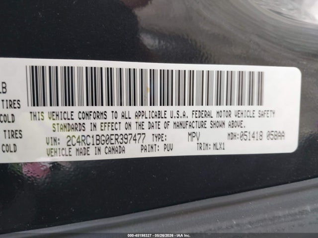 Продаж на аукціоні авто 2014 Chrysler Town & Country Touring, vin: 2C4RC1BG0ER397477, номер лоту: 45198327