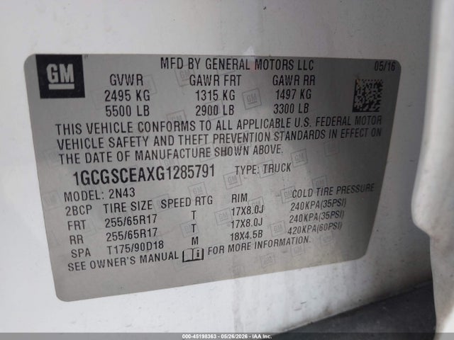 Продаж на аукціоні авто 2016 Chevrolet Colorado Lt, vin: 1GCGSCEAXG1285791, номер лоту: 45198363
