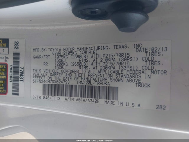 Продаж на аукціоні авто 2013 Toyota Tacoma, vin: 5TFNX4CN7DX024793, номер лоту: 45198368