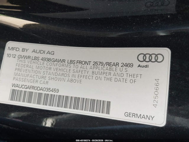 Продажа на аукционе авто 2013 Audi S5 3.0t Premium Plus, vin: WAUCGAFR0DA035459, номер лота: 45198374