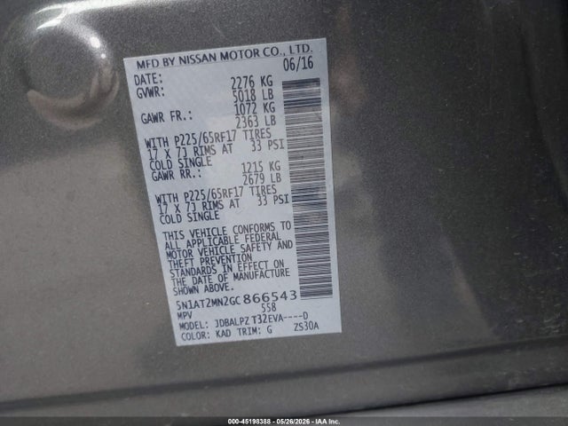 Nissan ROGUE S 2016 5N1AT2MN2GC866543 Image 9