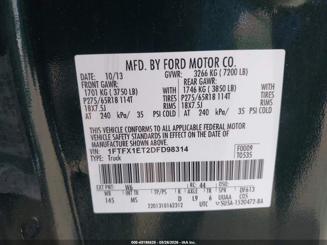 Продаж на аукціоні авто 2013 Ford F-150 Xlt, vin: 1FTFX1ET2DFD98314, номер лоту: 45198428