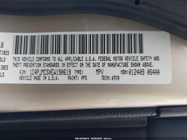 2014 Jeep Cherokee Latitude მანქანა იყიდება აუქციონზე, vin: 1C4PJMCSXEW190619, აუქციონის ნომერი: 45198475