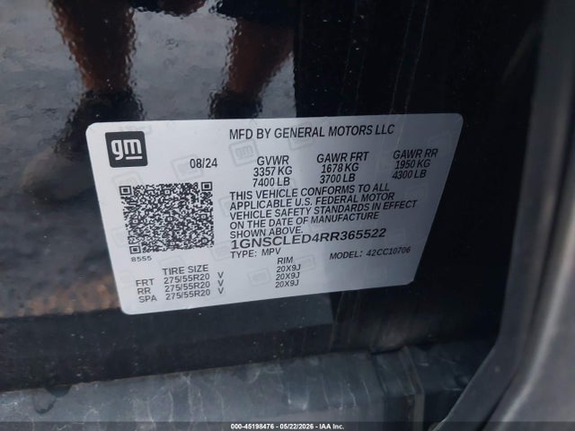 45198476 :رقم المزاد ، 1GNSCLED4RR365522 vin ، 2024 Chevrolet Tahoe 2wd Commercial مزاد بيع
