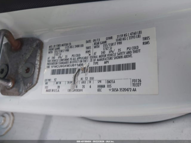 Aukcja sprzedaży 2014 Ford Escape Se, vin: 1FMCU9GX9EUB11456, numer aukcji: 45198484