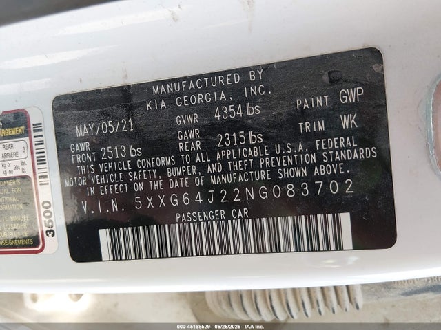 KIA K5 Gt-line 2022 5XXG64J22NG083702 Image 9