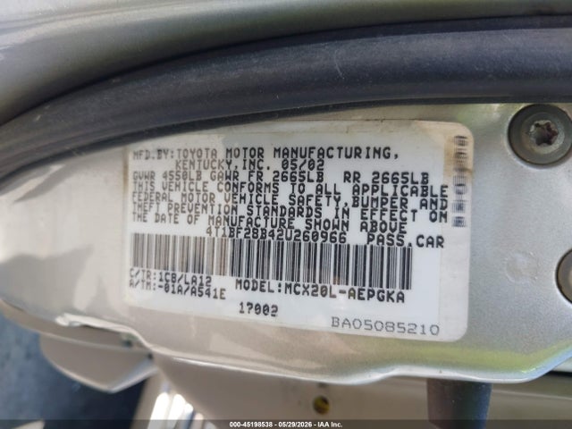Продаж на аукціоні авто 2002 Toyota Avalon Xls, vin: 4T1BF28B42U260966, номер лоту: 45198538