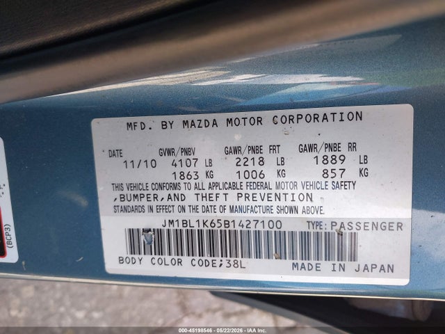 Aukcja sprzedaży 2011 Mazda Mazda3 S Sport, vin: JM1BL1K65B1427100, numer aukcji: 45198546