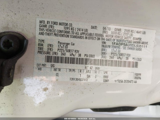 Продажа на аукционе авто 2013 Ford C-max Hybrid Se, vin: 1FADP5AU0DL535111, номер лота: 45198554