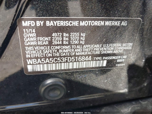 Продаж на аукціоні авто 2015 Bmw 528i, vin: WBA5A5C53FD516844, номер лоту: 45198564