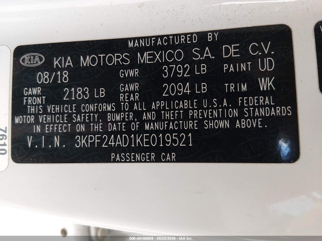 KIA Forte Lxs 2019 3KPF24AD1KE019521 Image 9