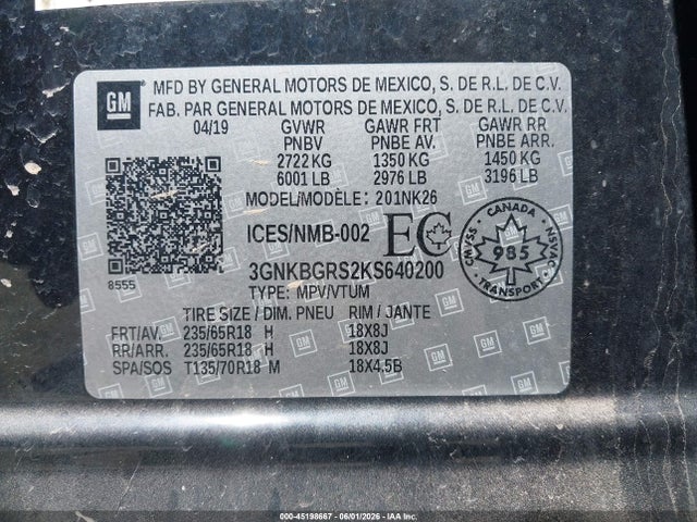 Chevrolet Blazer 3.6 2019 3GNKBGRS2KS640200 Image 9